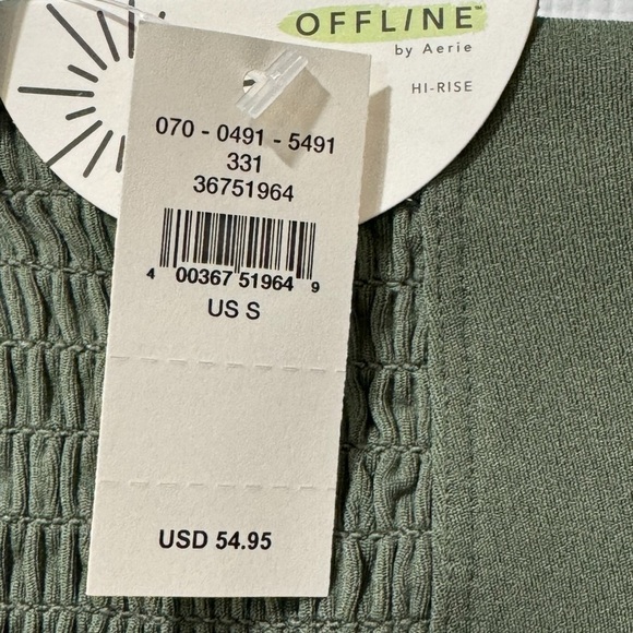 NWT $55 Aerie Offline Smocked Legging Athletic Pant Workout Womens Sz S Green - Picture 7 of 10
